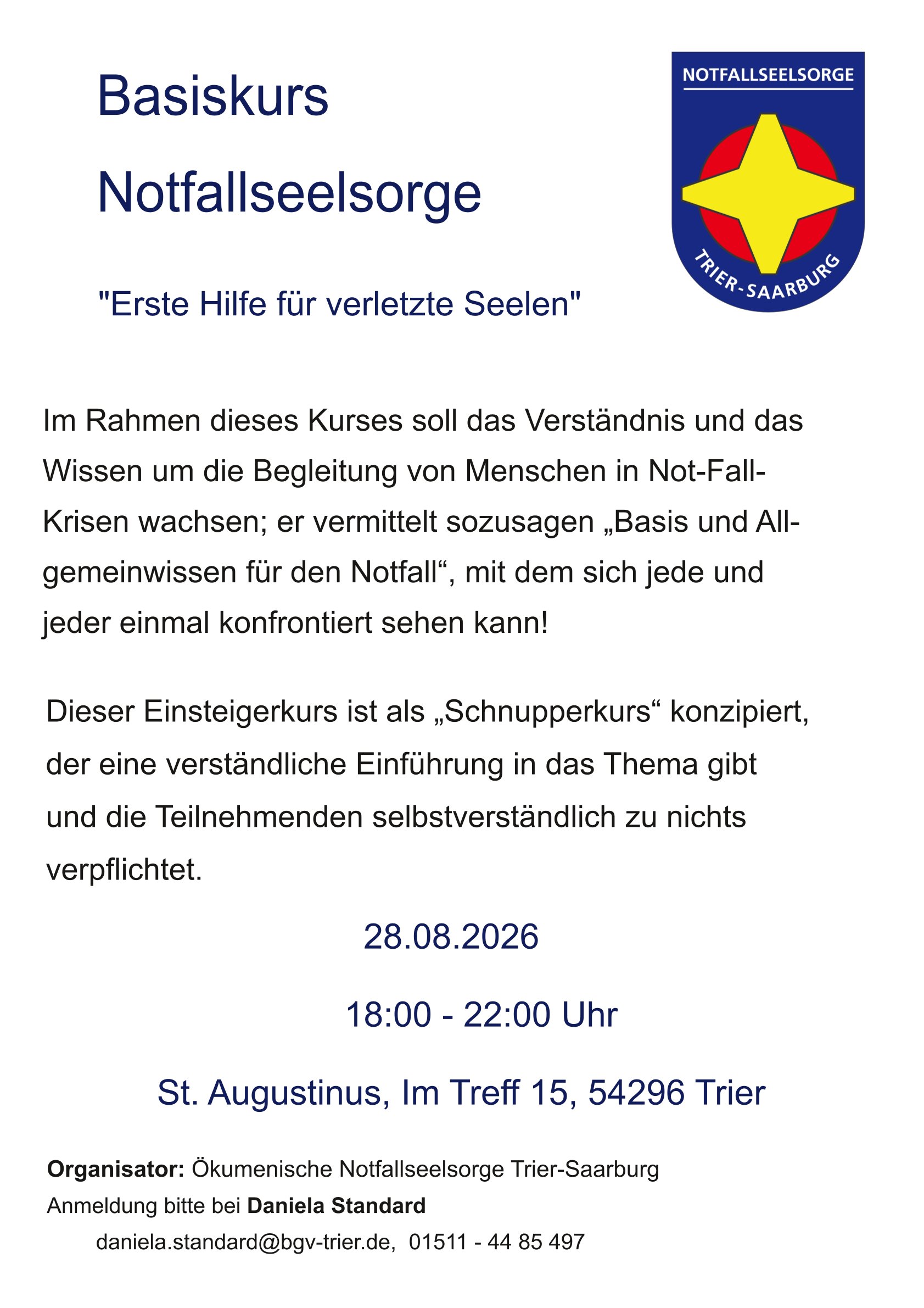 Plakat Basiskurs Notfallseelsorge