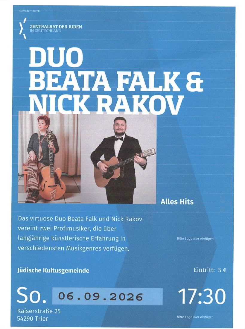 Sonderkonzert 06.09. Synagoge Trier
